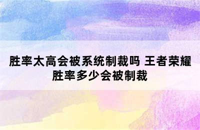 胜率太高会被系统制裁吗 王者荣耀胜率多少会被制裁